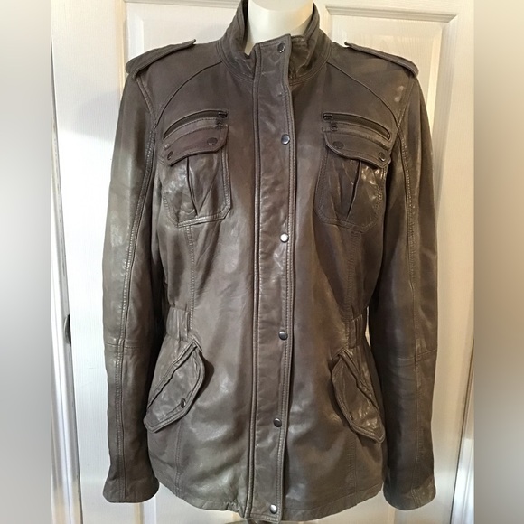 Danier Leather Coat Taupe Zipper and Snap Closure - Picture 1 of 10